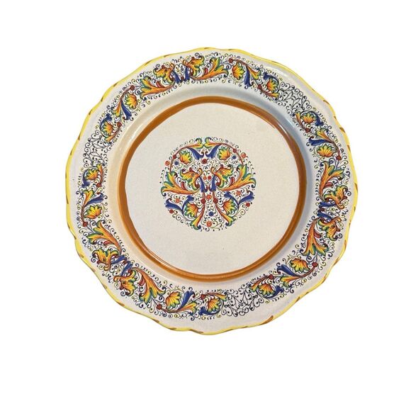 Vintage Meridiana Ceramiche Dinner Plates set of 4 Italian Hand Painted Dueling - Picture 1 of 7